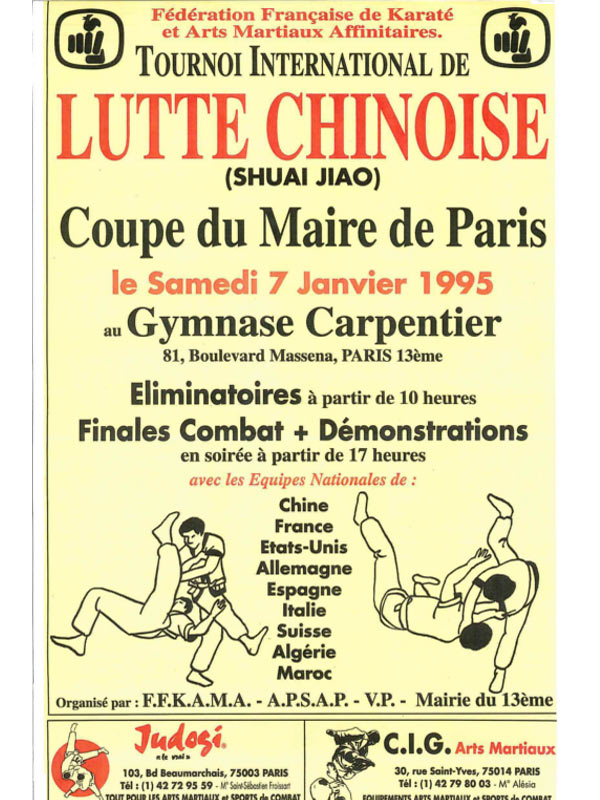 Mairie De Paris Tournoi International Lutte Chinoise